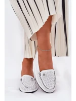 Dámské Kožené Mokasíny S.Barski LR51-673 Bílé