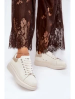 Kožené Dámské Tenisky Na Platformě Béžové model 21691425 - Goe