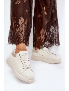 Kožené Dámské Tenisky Na Platformě Béžové model 21691425 - Goe