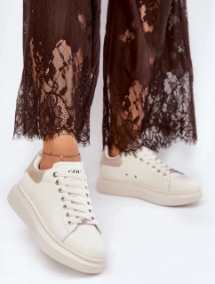 Kožené Dámské Tenisky Na Platformě Béžové model 21691425 - Goe