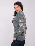 Mikina D10608BC02804A khaki barva Mikina D10608BC02804A khaki barva