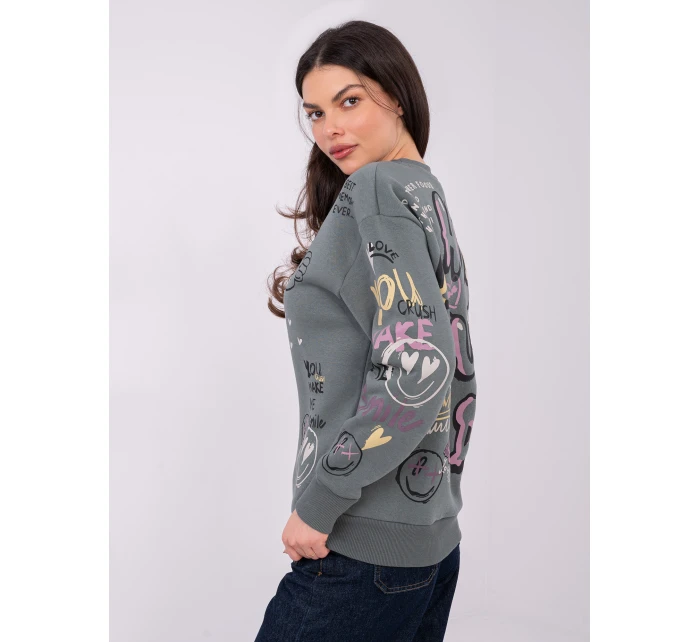 Mikina D10608BC02804A khaki barva Mikina D10608BC02804A khaki barva