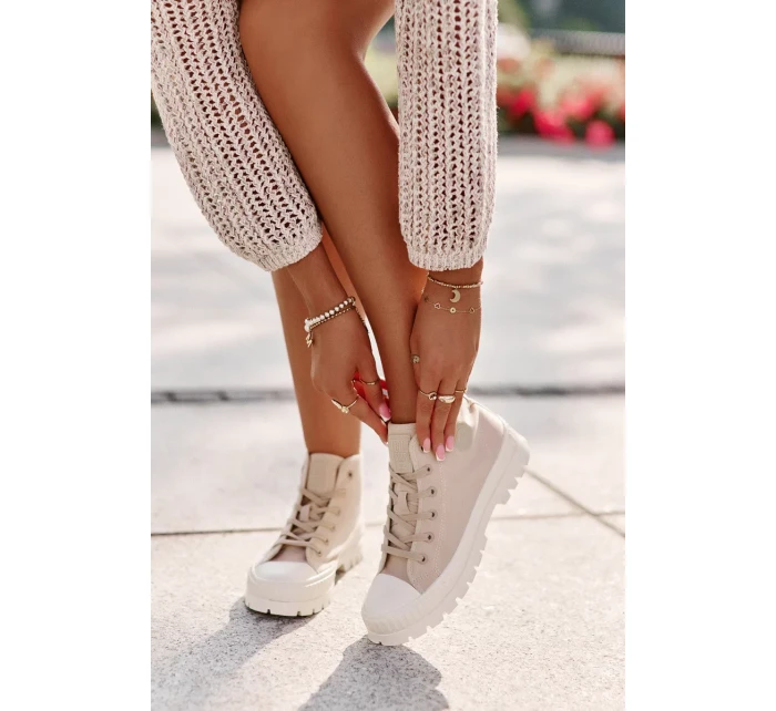 Dámské Tenisky S Vysokým Kotníkem Big Star Béžové Dámské Tenisky S Vysokým Kotníkem Big Star Béžové