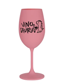 VÍNOSAURUS - růžová sklenice na víno 350 ml
