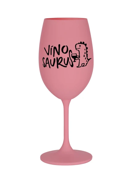 VÍNOSAURUS - růžová sklenice na víno 350 ml