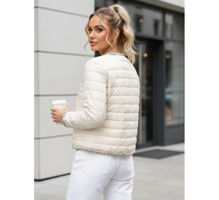 Dámská prošívaná přechodná bunda ecru FashionStreet TY5531