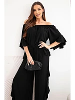 Dámský viskózový boho komplet s volány černý Dámský viskózový boho komplet s volány černý