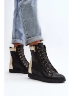 Zazoo 3081 Kožené Dámské Tenisky Na Kotníku Černé