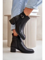 Dámské zimní zateplené boty na podpatku s přezkou Černé Nevillira Dámské zimní zateplené boty na podpatku s přezkou Černé Nevillira