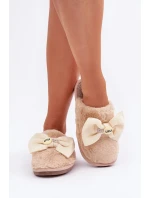 Dámské Pantofle S Kožešinou A Mašlí Béžové Olfedi Dámské Pantofle S Kožešinou A Mašlí Béžové Olfedi