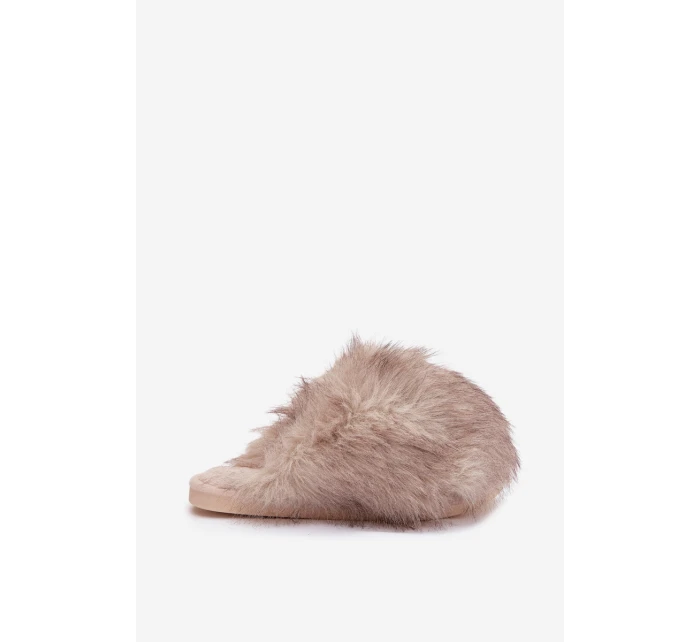 Dámské domácí pantofle s kožíškem – béžové Iseline Dámské domácí pantofle s kožíškem – béžové Iseline