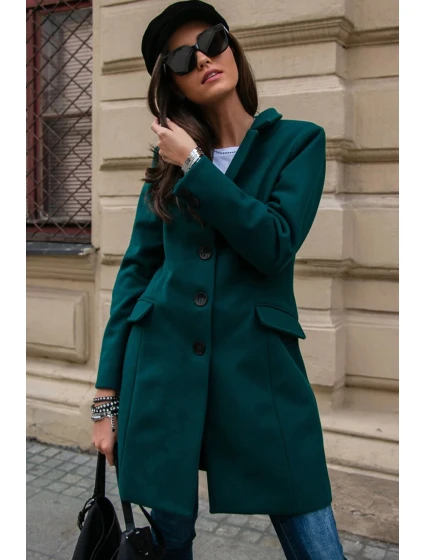 Dámský kabát model 20739844 tmavě zelený - Roco Fashion