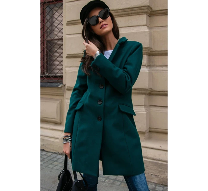 Dámský kabát model 20739844 tmavě zelený - Roco Fashion