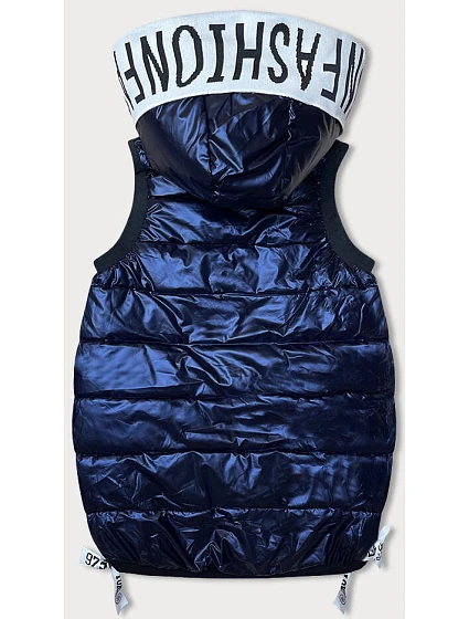Tmavě modrá dámská vesta se stahovacími lemy model 18930960 - J.STYLE Tmavě modrá dámská vesta se stahovacími lemy model 18930960 - J.STYLE