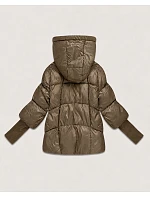 Dámská bunda s pletenými manžetami, oversize, béžová (B6078-12) Dámská bunda s pletenými manžetami, oversize, béžová (B6078-12)