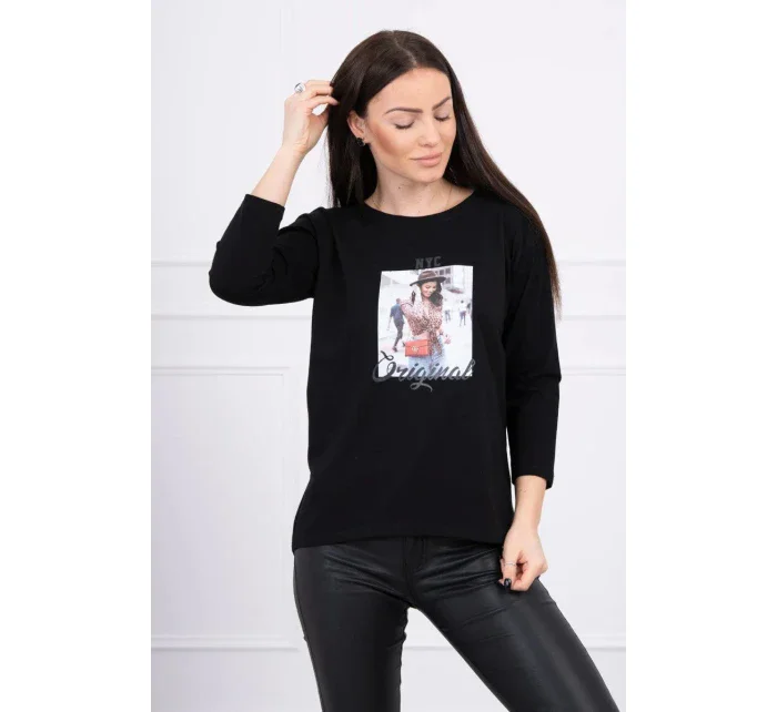 Halenka s potiskem Originální černá