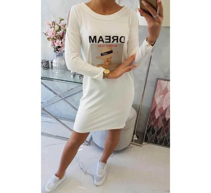 Šaty s potiskem Dream ecru Šaty s potiskem Dream ecru