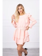 Šaty se svislými volány světle pudrově růžové