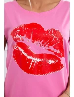 Halenka s potiskem rtů růžová Halenka s potiskem rtů růžová