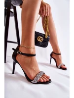 Kožené dámské sandály na vysokém podpatku Lewski Boty model 21591881 Černá - Boto Kožené dámské sandály na vysokém podpatku Lewski Boty model 21591881 Černá - Boto