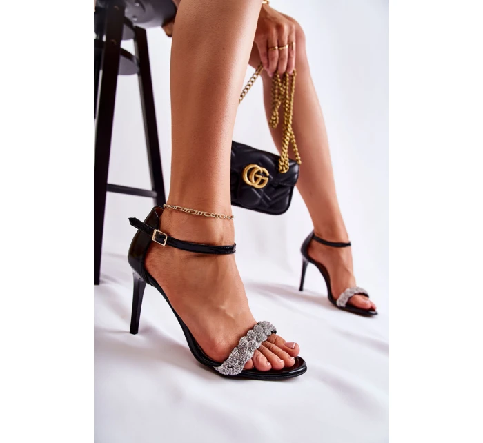 Kožené dámské sandály na vysokém podpatku Lewski Boty model 21591881 Černá - Boto Kožené dámské sandály na vysokém podpatku Lewski Boty model 21591881 Černá - Boto