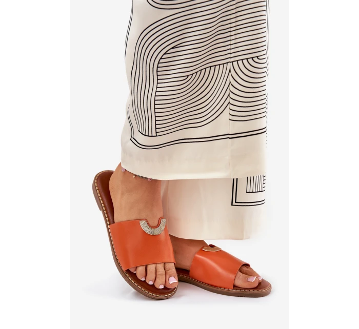 Dámské Pantofle Eko Kožené S Ozdobnými Oranžové model 21689334 - Boto Dámské Pantofle Eko Kožené S Ozdobnými Oranžové model 21689334 - Boto