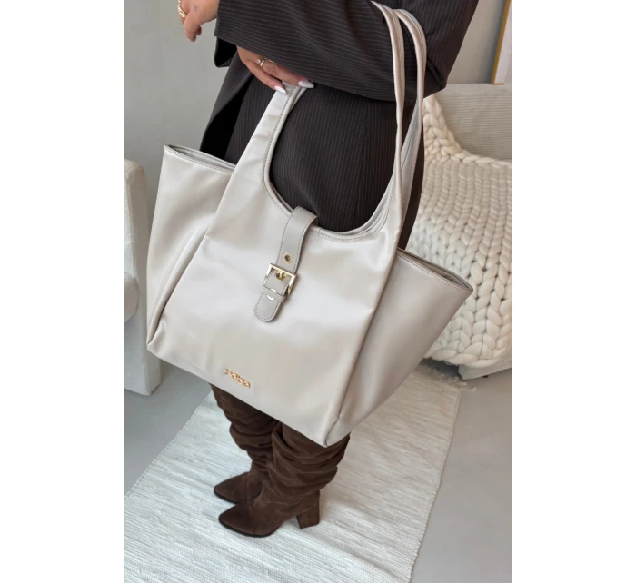 Taška shopper s přezkou NOBO BAG6010-015 světle béžová