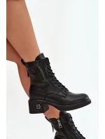 Zateplené dámské kotníkové boty z pravé kůže na klínku Vinceza 66819 Černé