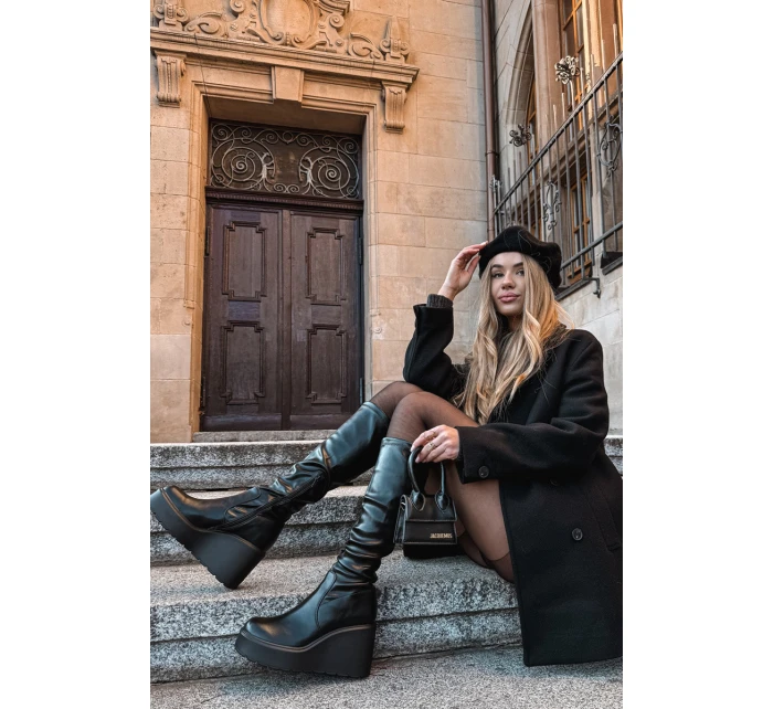 Dámské kozačky na platformě Černé Terisse Dámské kozačky na platformě Černé Terisse