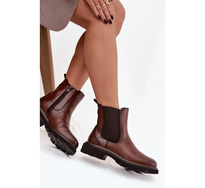 Dámské zimní kotníkové boty na zip hnědé Rivelia Dámské zimní kotníkové boty na zip hnědé Rivelia