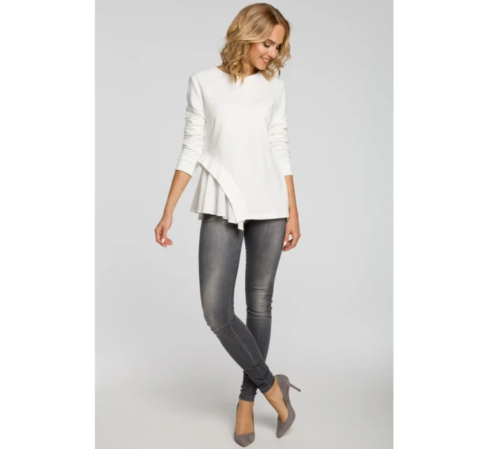 M333 Asymetrická vrstvená halenka - ecru barva M333 Asymetrická vrstvená halenka - ecru barva