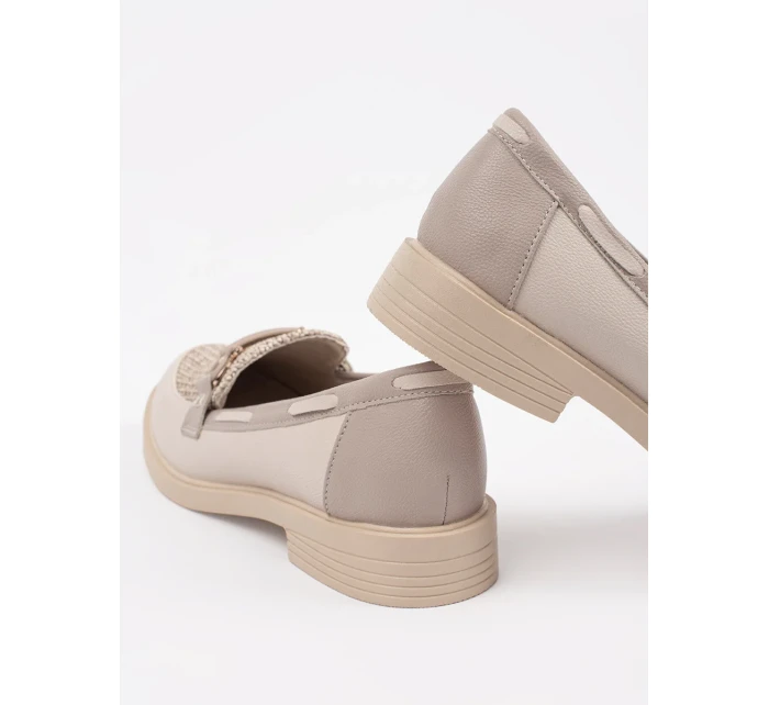 Módní dámské  mokasíny Jasnobeżowy bez podpatku