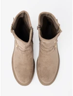 Designové hnědé kotníčkové boty dámské na plochém podpatku Designové hnědé kotníčkové boty dámské na plochém podpatku