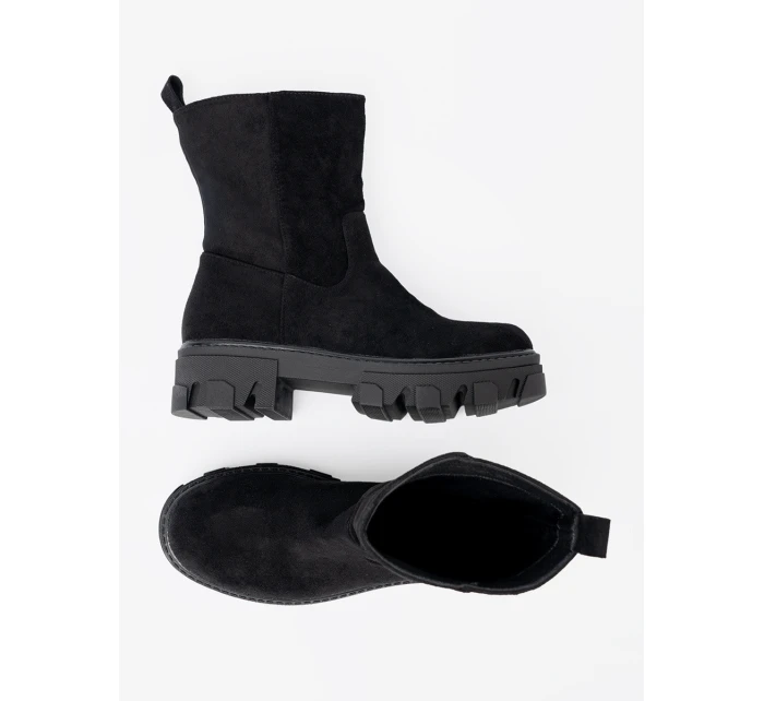 Luxusní  kotníčkové boty dámské černé platforma