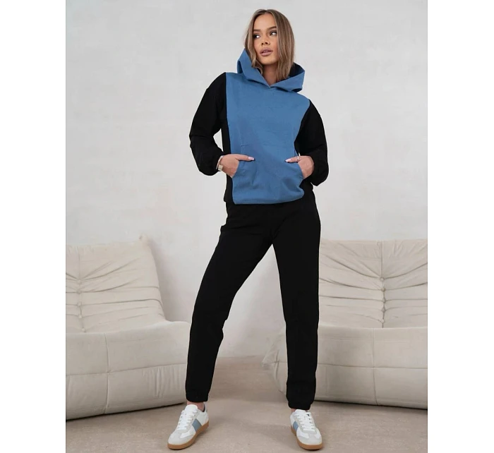 Dámská dvoubarevná tepláková souprava v modré a černé barvě model 22049195 - Moon