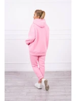 Zateplený set s mikinou s kapucí světle růžový