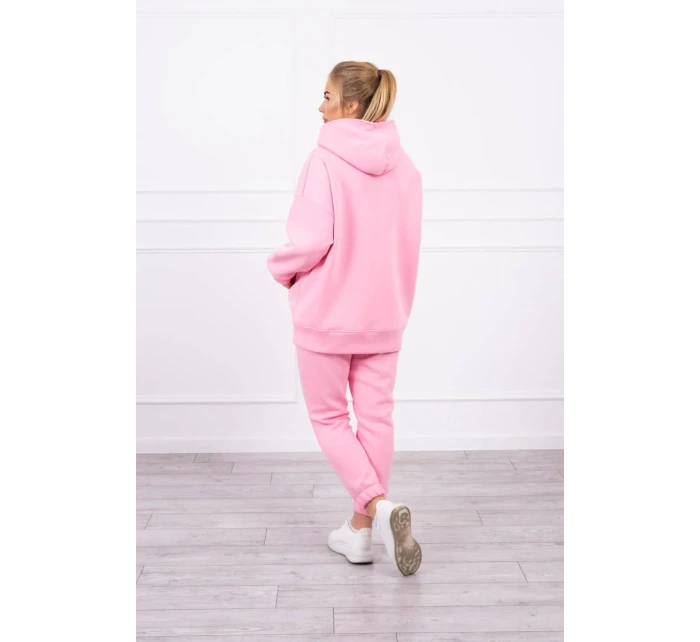Zateplený set s mikinou s kapucí světle růžový