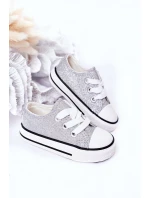 Dětské Brokátové Tenisky Stříbrné Bling-Bling Dětské Brokátové Tenisky Stříbrné Bling-Bling