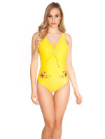 Sexy swimsuit with lacing and embroidery