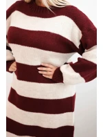 Dámské pletené šaty 8111 bordó-béžové - Kesi Dámské pletené šaty 8111 bordó-béžové - Kesi