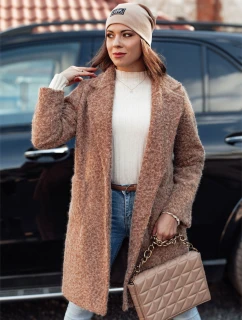 Dámský kabát z jehněčí kůže MOODLAY dlouhý béžový FashionStreet NY0726