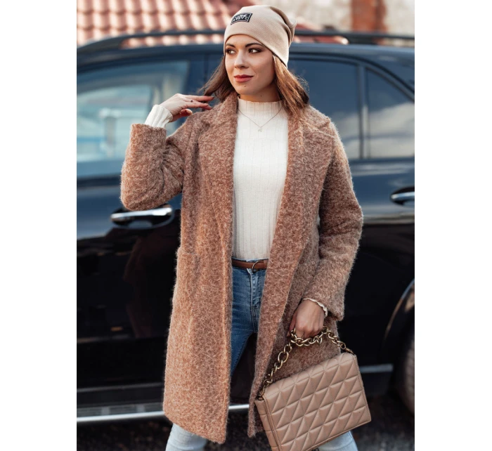 Dámský kabát z jehněčí kůže MOODLAY dlouhý béžový FashionStreet NY0726