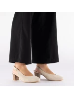 Béžové kožené lodičky s otevřenou špičkou Rieker 44651-60