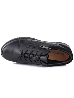 Dámské kožené polobotky na podpatku černé model 22060100 - VINCEZA