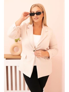 Dámská viskózová plus size s dlouhým rukávem a límcem béžová