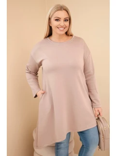 Dámská sukienka Plus Size z viskózy s volným střihem a dlouhým rukávem fango