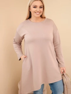 Dámská sukienka Plus Size z viskózy s volným střihem a dlouhým rukávem fango