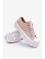 Látkové tenisky na platformě Big Star model 21610266 Nude - Big Star Shoes Látkové tenisky na platformě Big Star model 21610266 Nude - Big Star Shoes