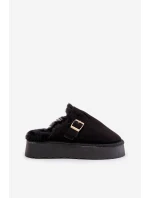 Dámské Pantofle Na Silné Podešvi S Kožíškem A Přezkou Černé model 21677923 - Boto Dámské Pantofle Na Silné Podešvi S Kožíškem A Přezkou Černé model 21677923 - Boto