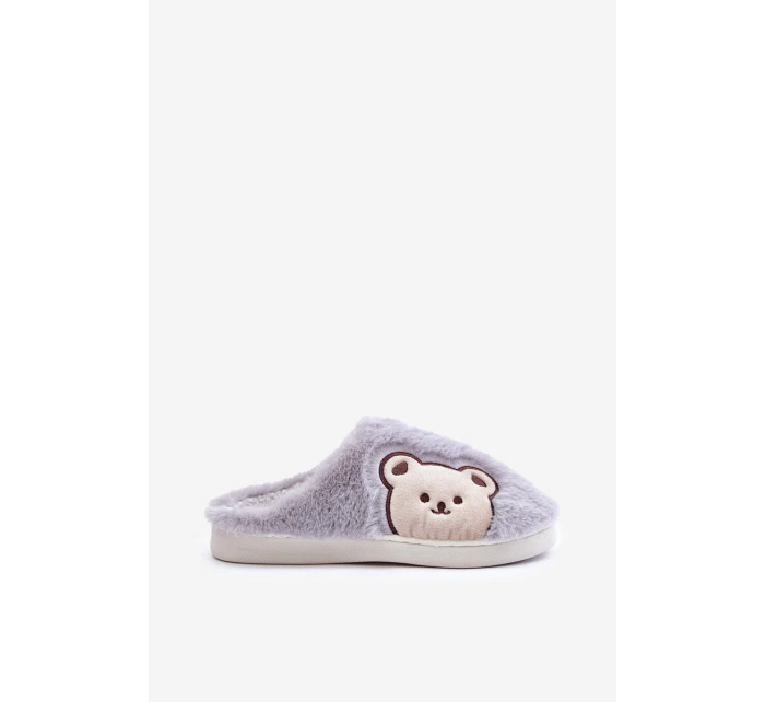 Dámské chlupaté pantofle s medvědem šedé Fiorinella Dámské chlupaté pantofle s medvědem šedé Fiorinella